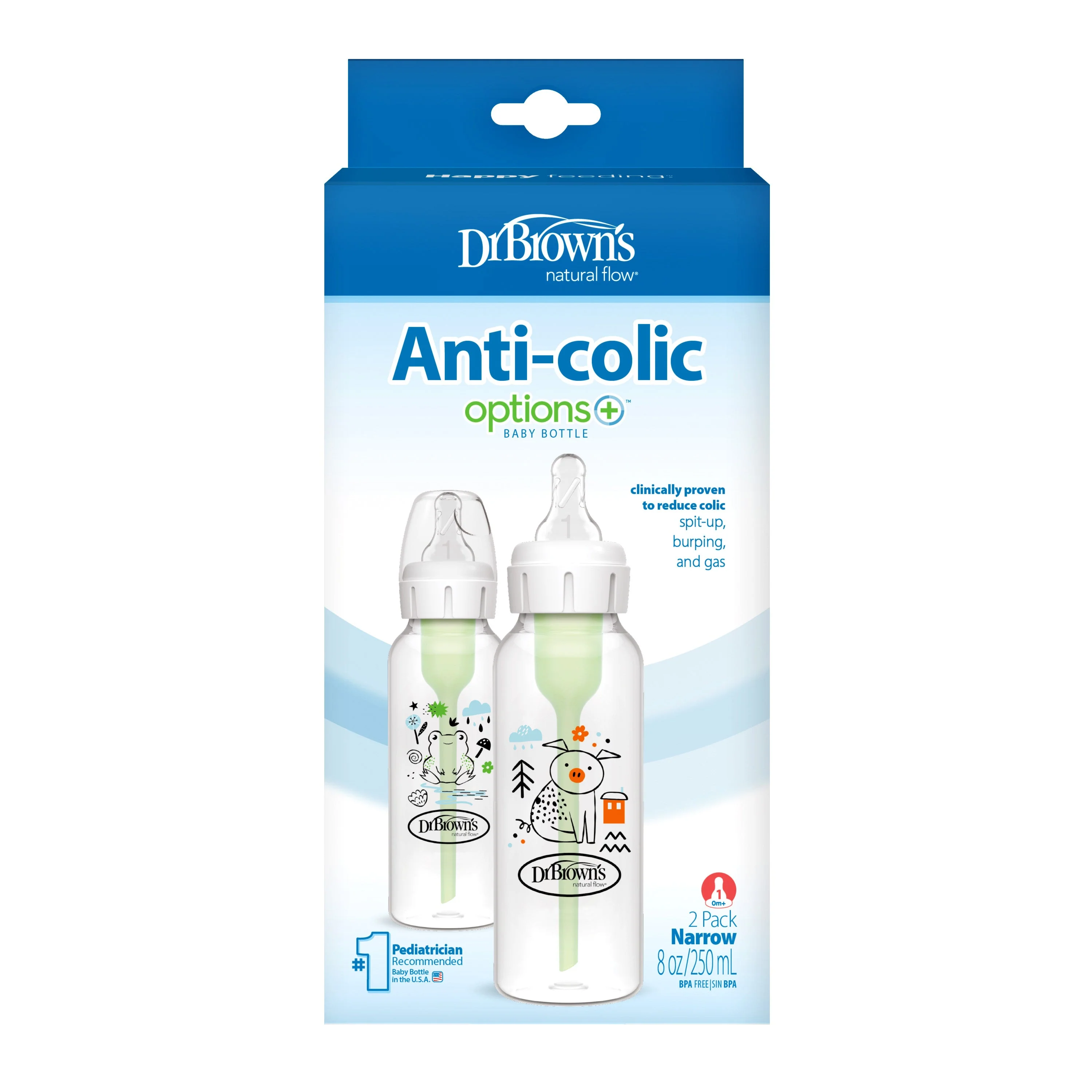 Dr Brown's 250ml Narrow Options+ Bottle Pig Frog 2pk - Image 3
