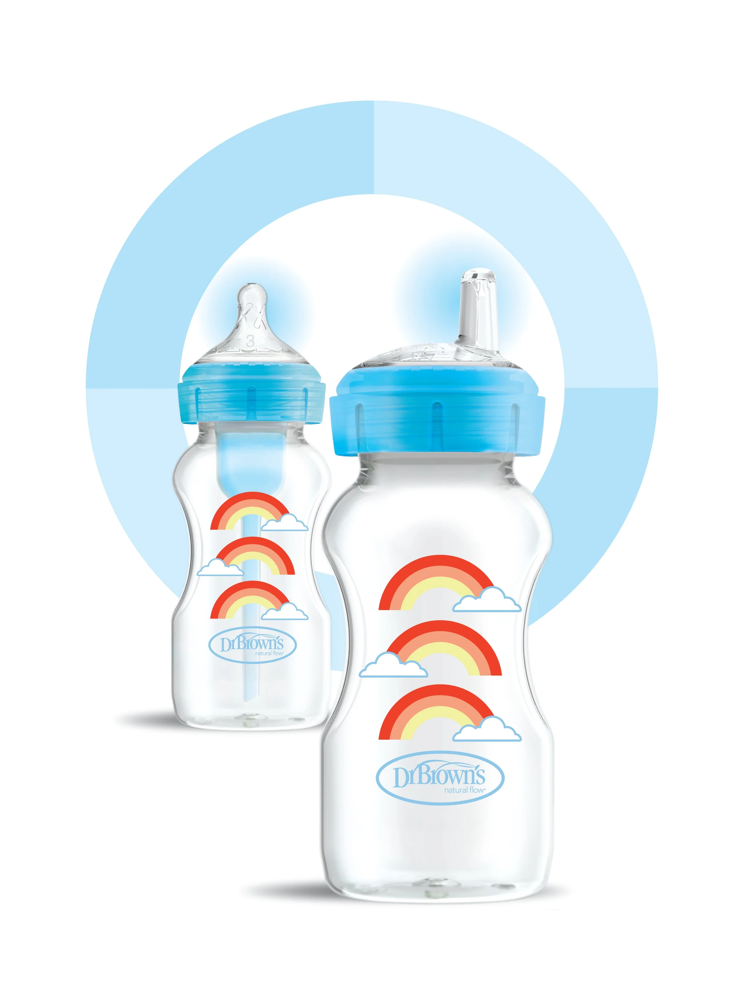 Dr. Brown's 270ml Wide-Neck Transition Bottle - Blue Rainbow - Image 3