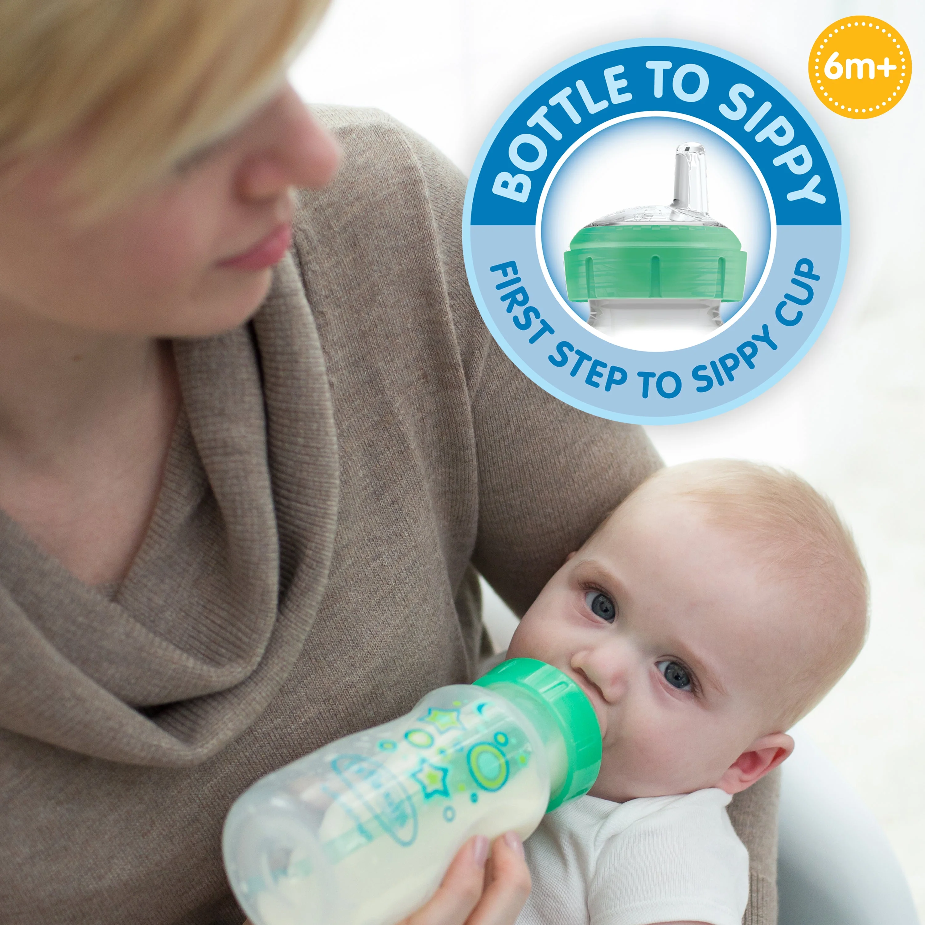 Dr. Brown's 270ml Wide-Neck Transition Bottle - Green Stars - Image 6