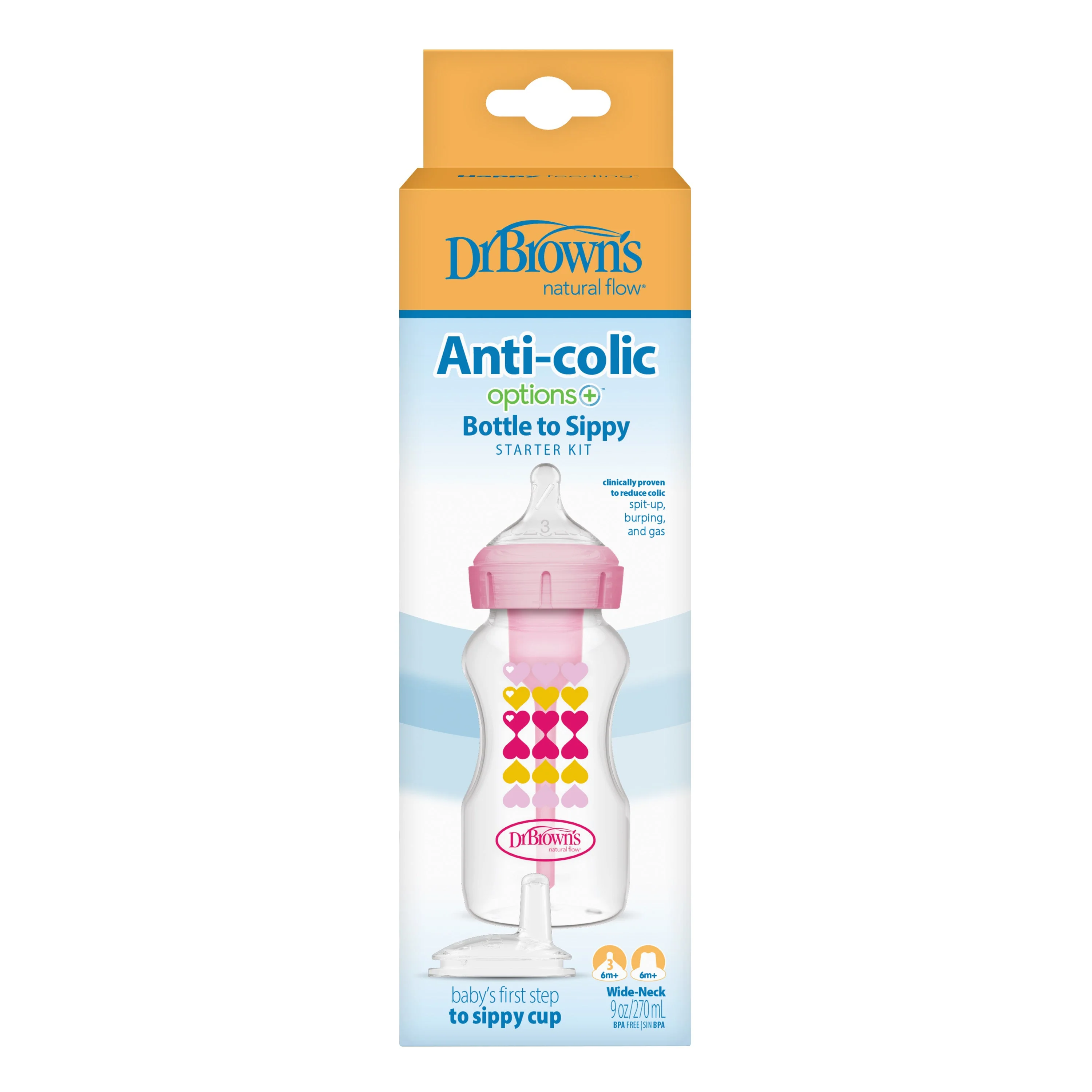Dr. Brown's 270ml Wide-Neck Transition Bottle - Pink - Image 2