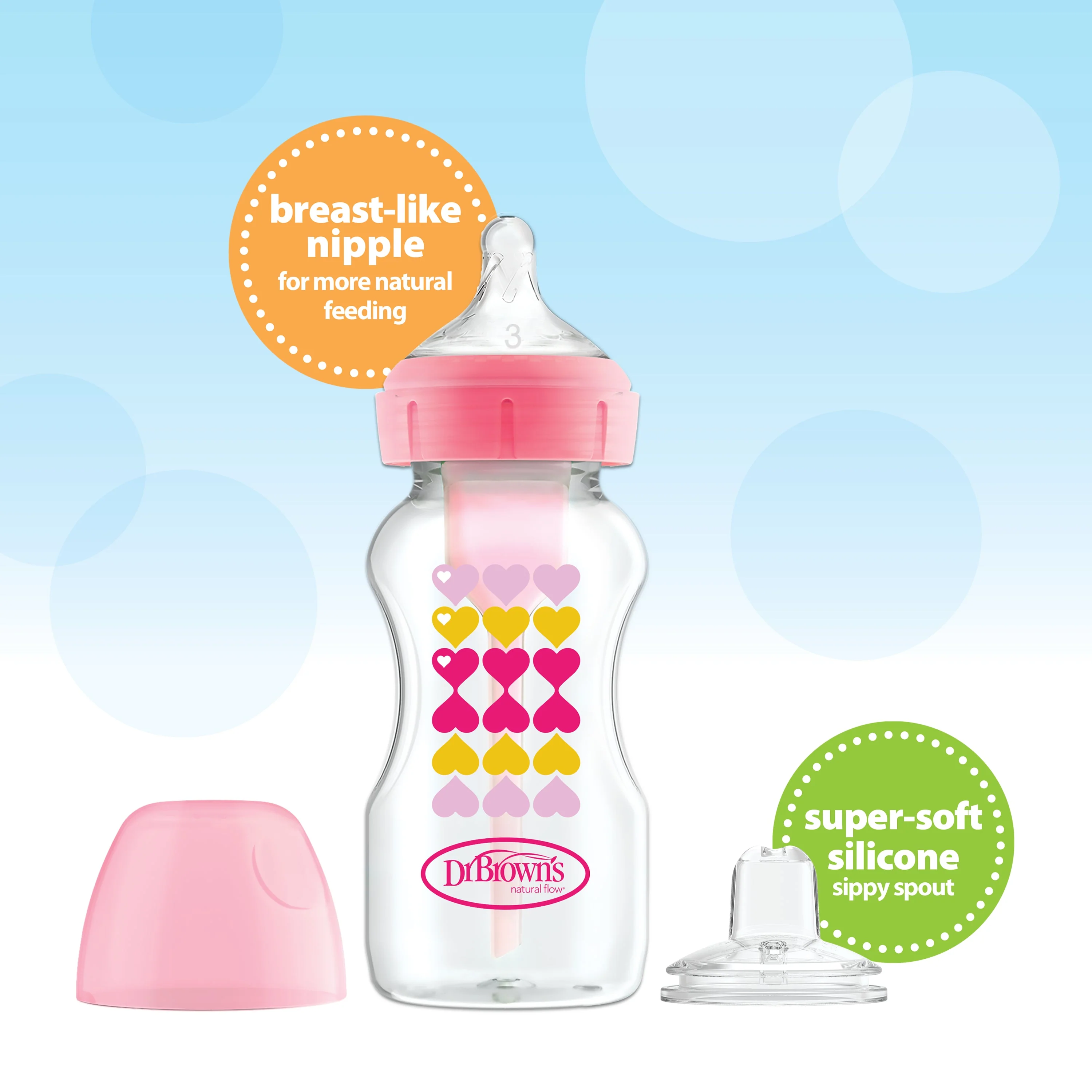 Dr. Brown's 270ml Wide-Neck Transition Bottle - Pink - Image 5
