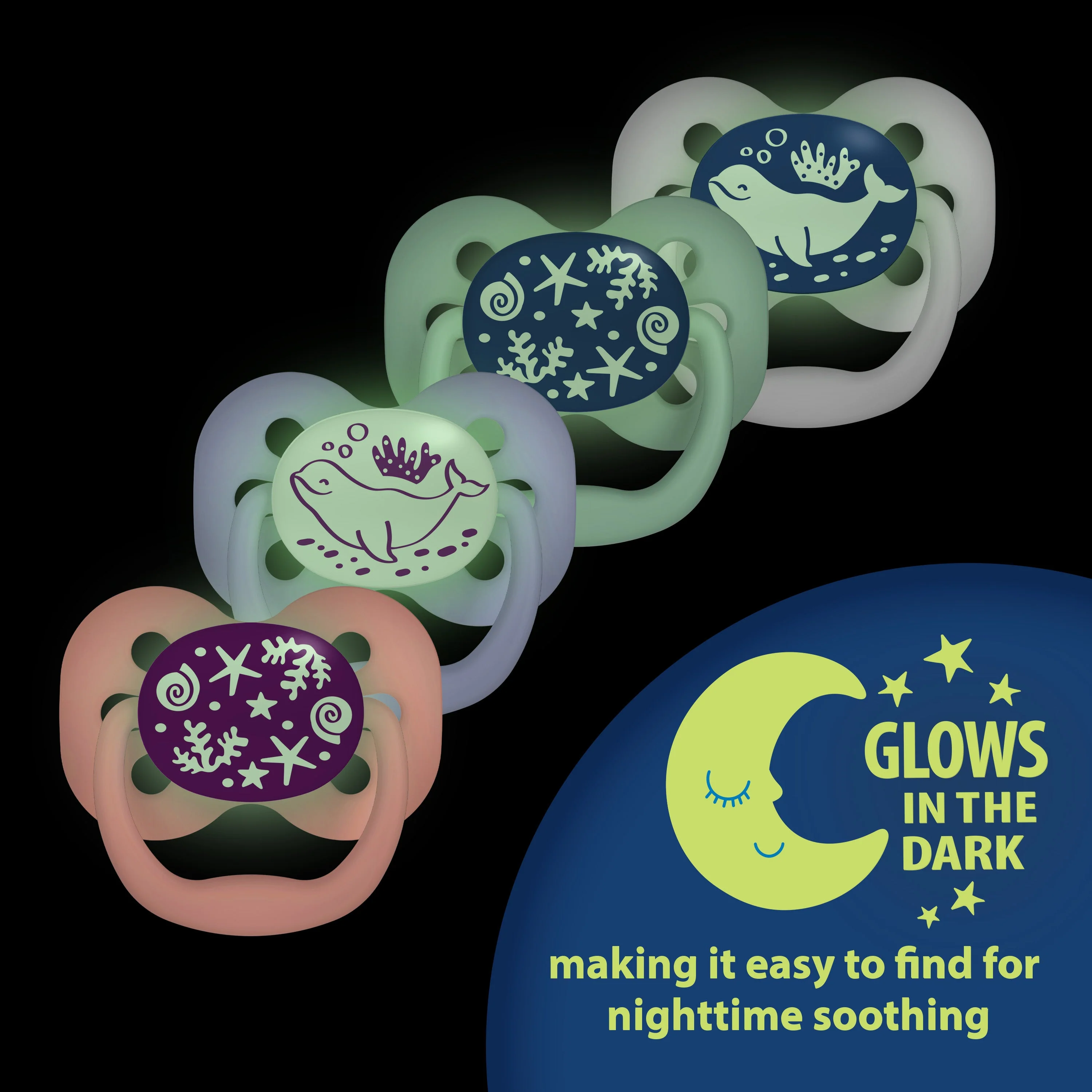 Dr Brown's Advantage Glow in the Dark Soothers 0-6 Month - Pink - Image 4