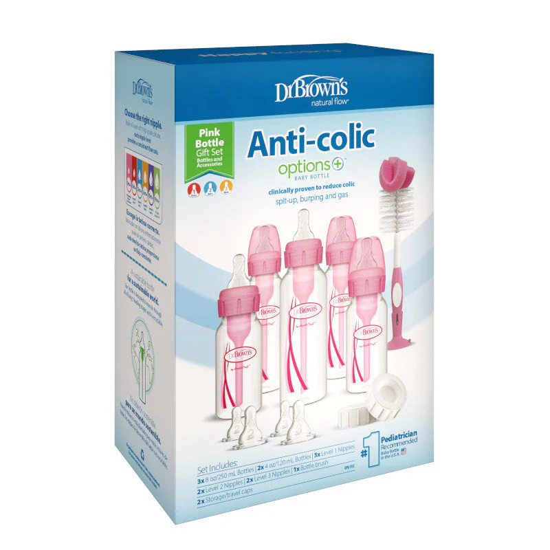 Dr Brown's Anti-Colic Options+ Narrow Neck Pink Baby Bottle Gift Set - Image 4
