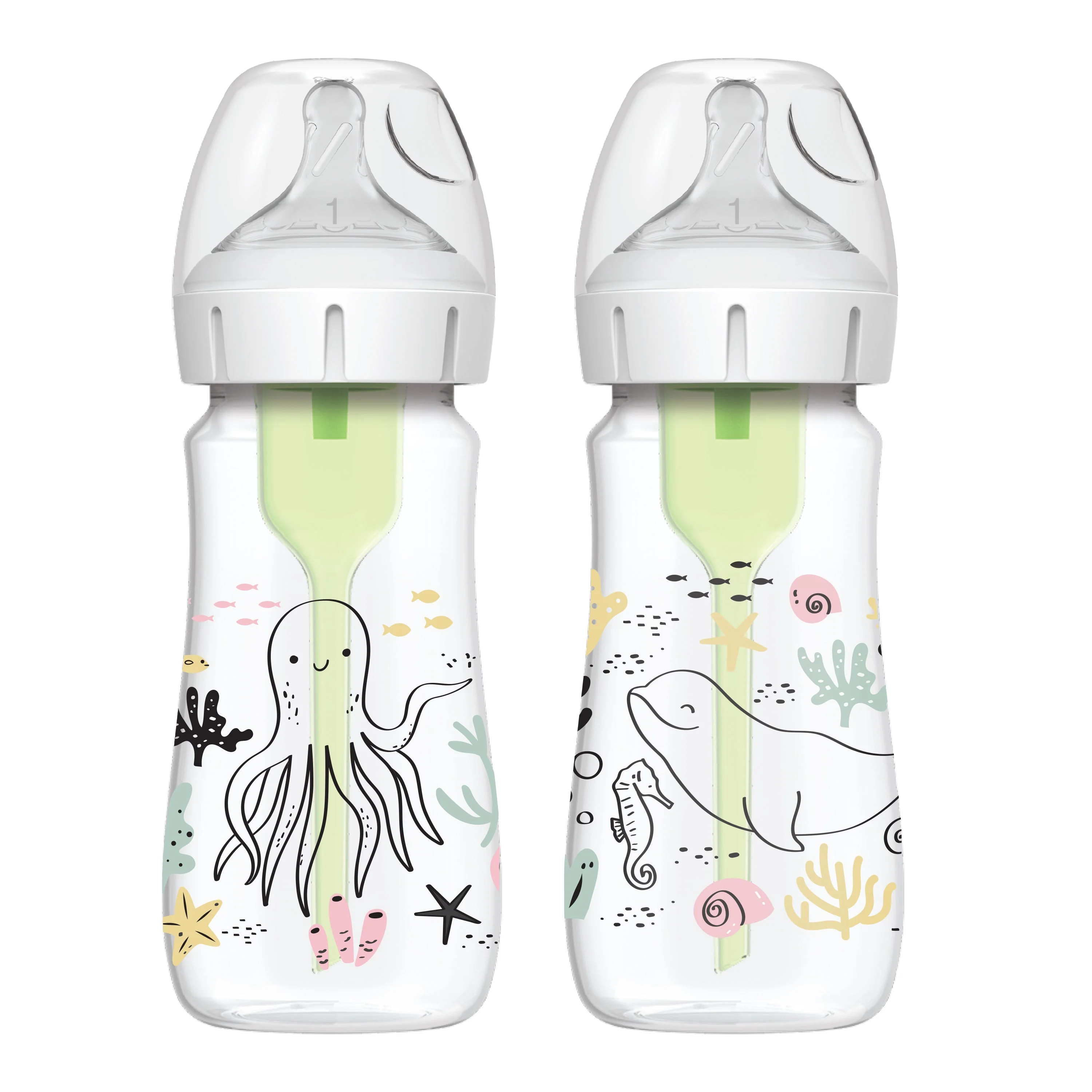 Dr Brown's Anti-Colic Options+ Wide-Neck Baby Bottle, 9oz/270ml, 2-Pack - Designs - Image 9