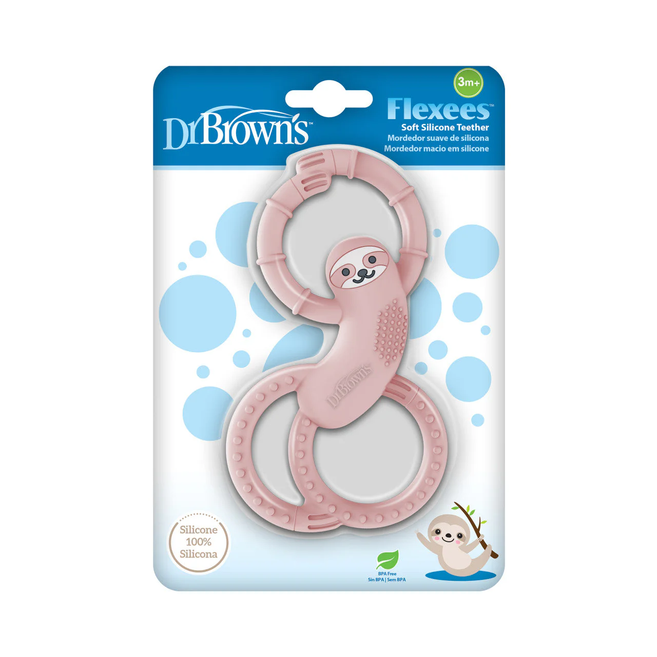 Dr Brown's Flexees Sloth Teether - Pink - Image 6