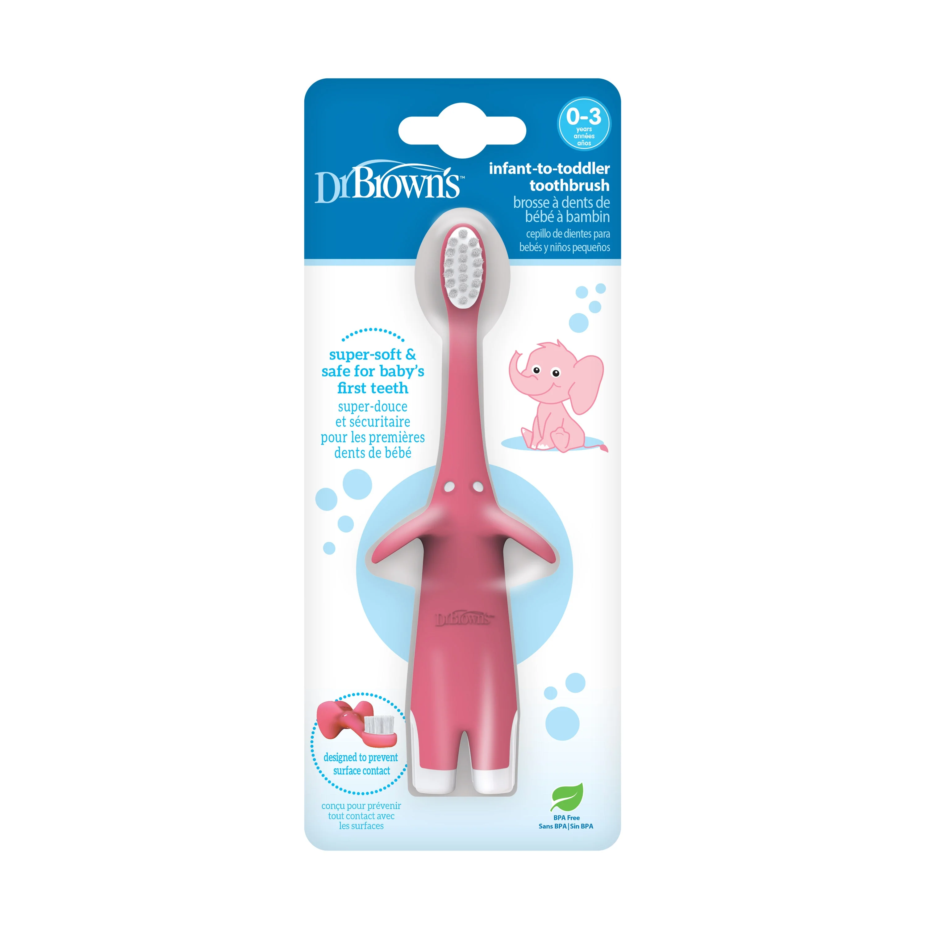 Dr Brown's Infant-to-Toddler Toothbrush, Elephant, 1-Pack - Image 6