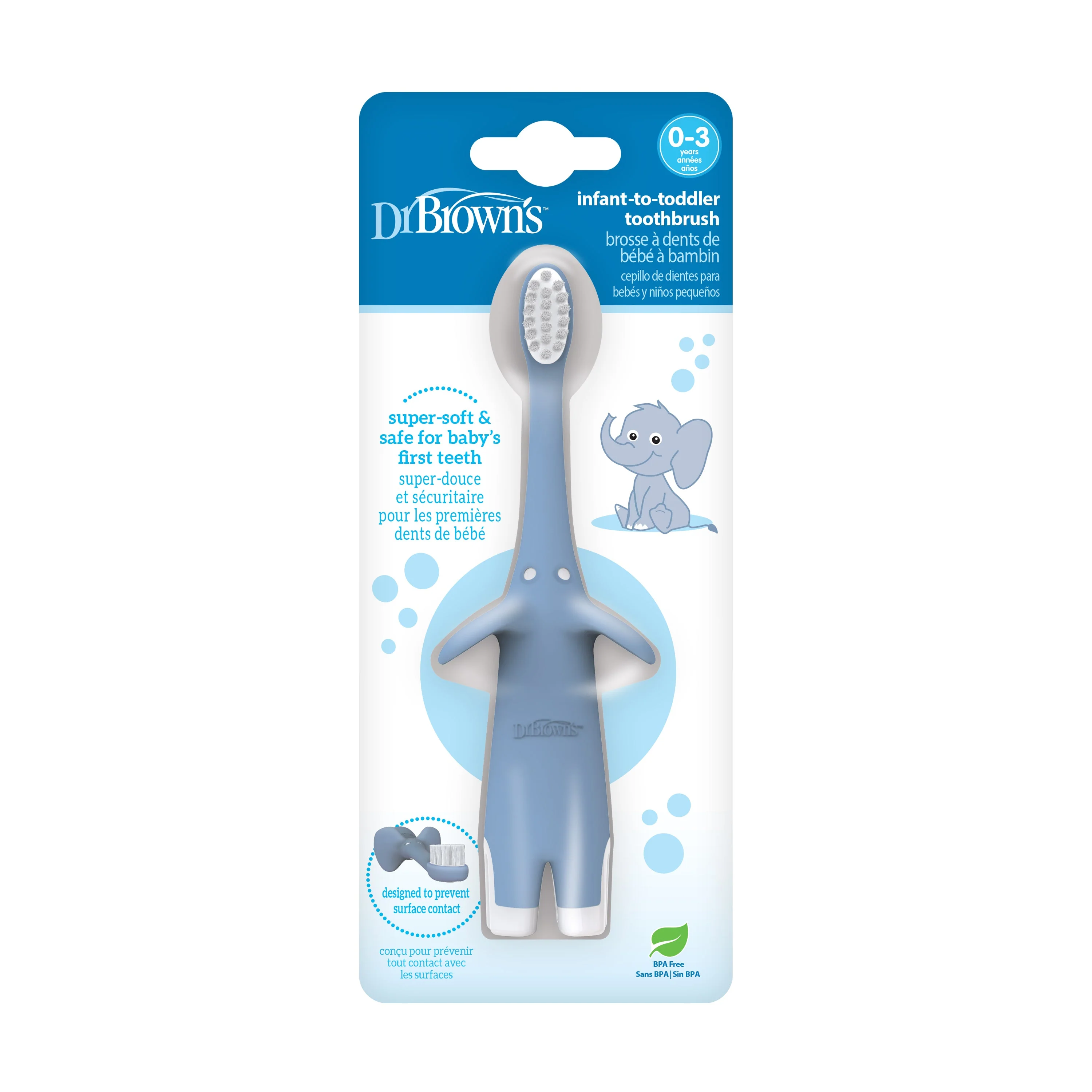 Dr Brown's Infant-to-Toddler Toothbrush, Elephant, 1-Pack - Image 7