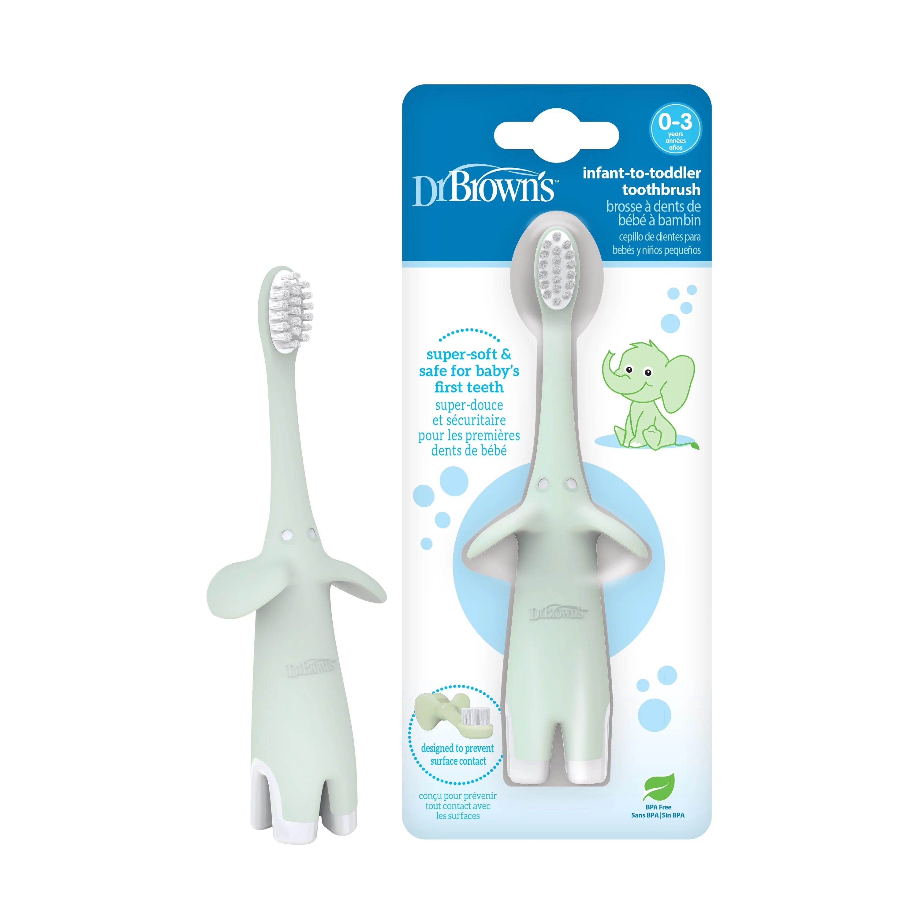 Dr Brown's Infant-to-Toddler Toothbrush, Elephant, 1-Pack - Image 8