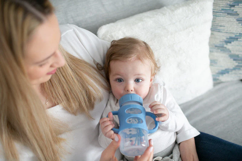 Dr Brown's Milestones 270 ml  Wide-Neck Sippy Bottle with Silicone Handles Blue - Image 4