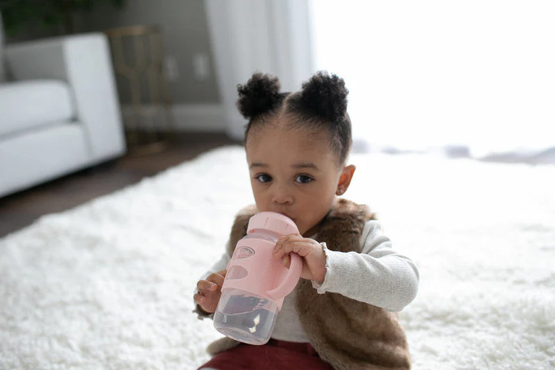Dr Brown's Milestones 270 ml  Wide-Neck Sippy Bottle with Silicone Handles Light Pink - Image 3