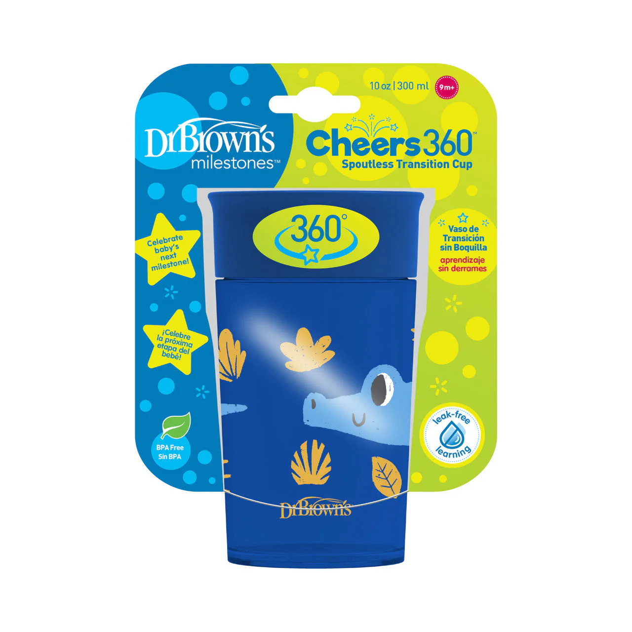Dr Brown's Milestones Cheers360 Cup, 10oz/300ml,  Blue - Image 3