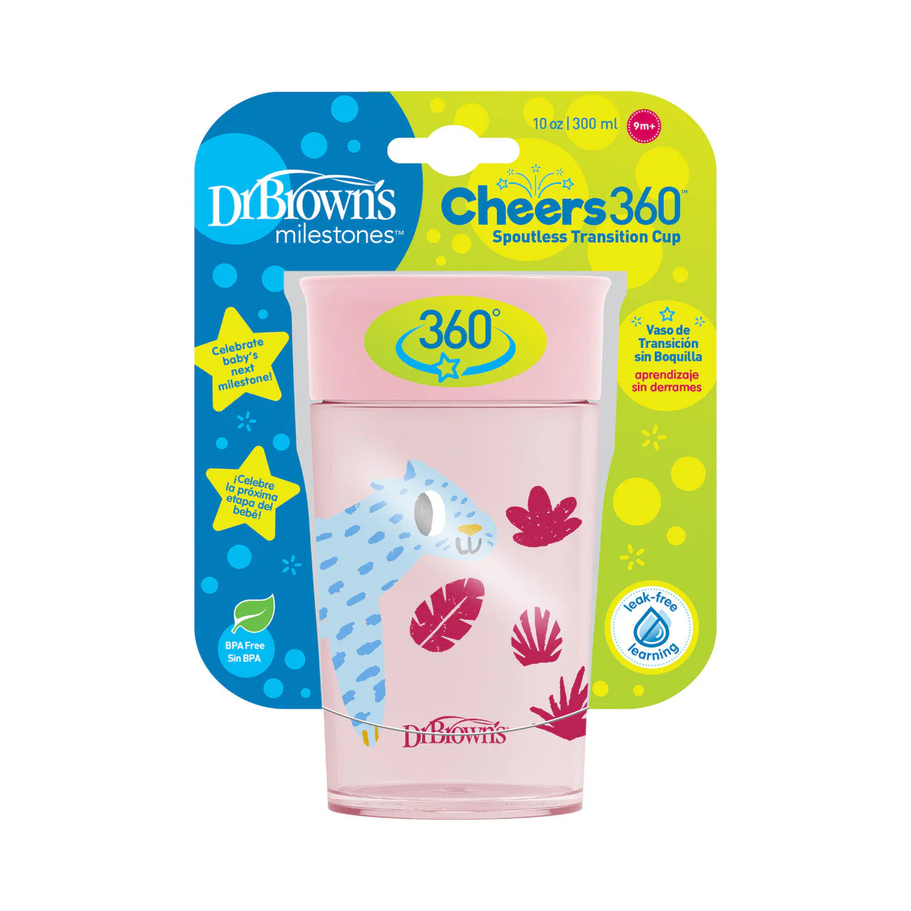 Dr Brown's Milestones Cheers360 Cup, 10oz/300ml, Pink - Image 5