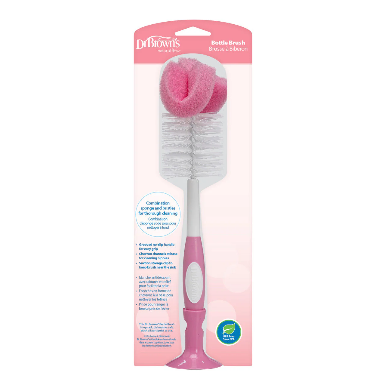 Dr Brown's Natural Flow Bottle and Teat Brush - Pink - Image 3
