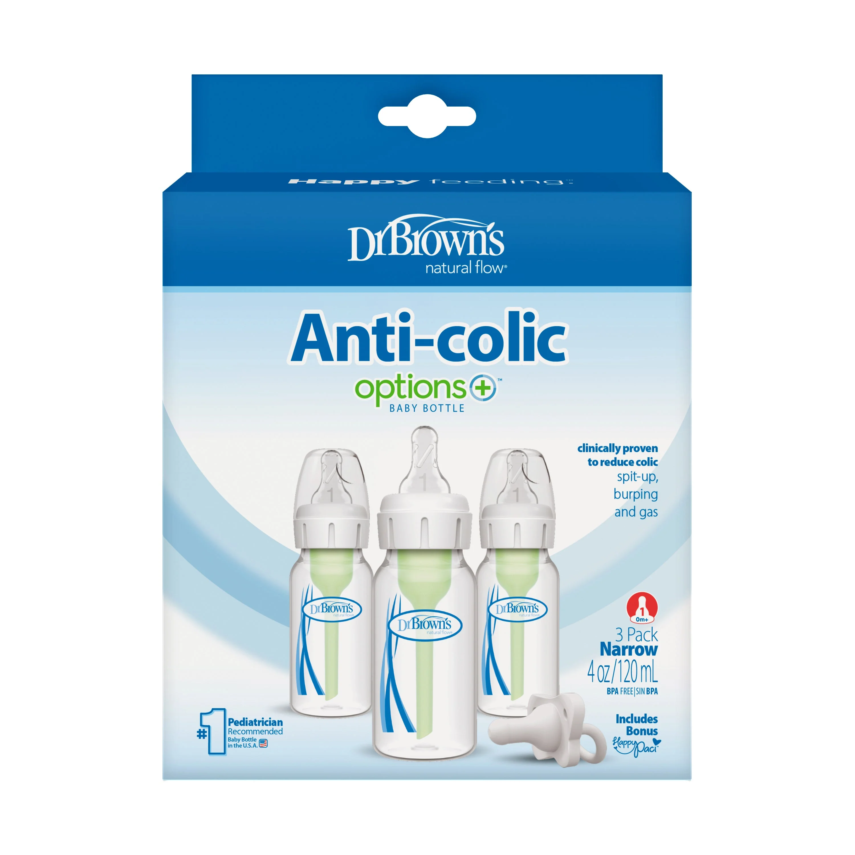 Dr Brown's Options+ Narrow Neck 120ml 3 Pack and Soother - Image 2