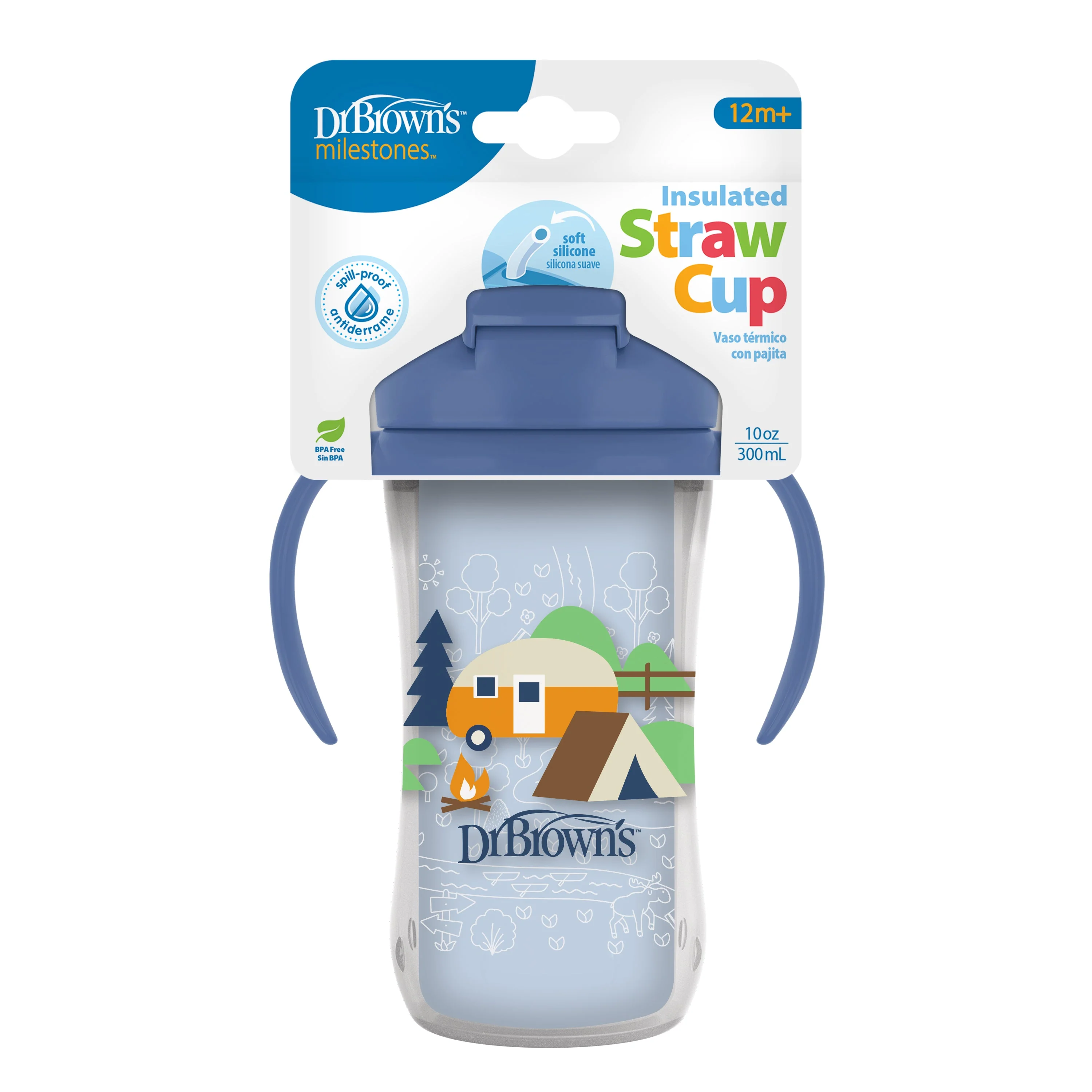 Insulated Straw Cup with Handles, Blue Camping Site (1-Pack) - Image 4