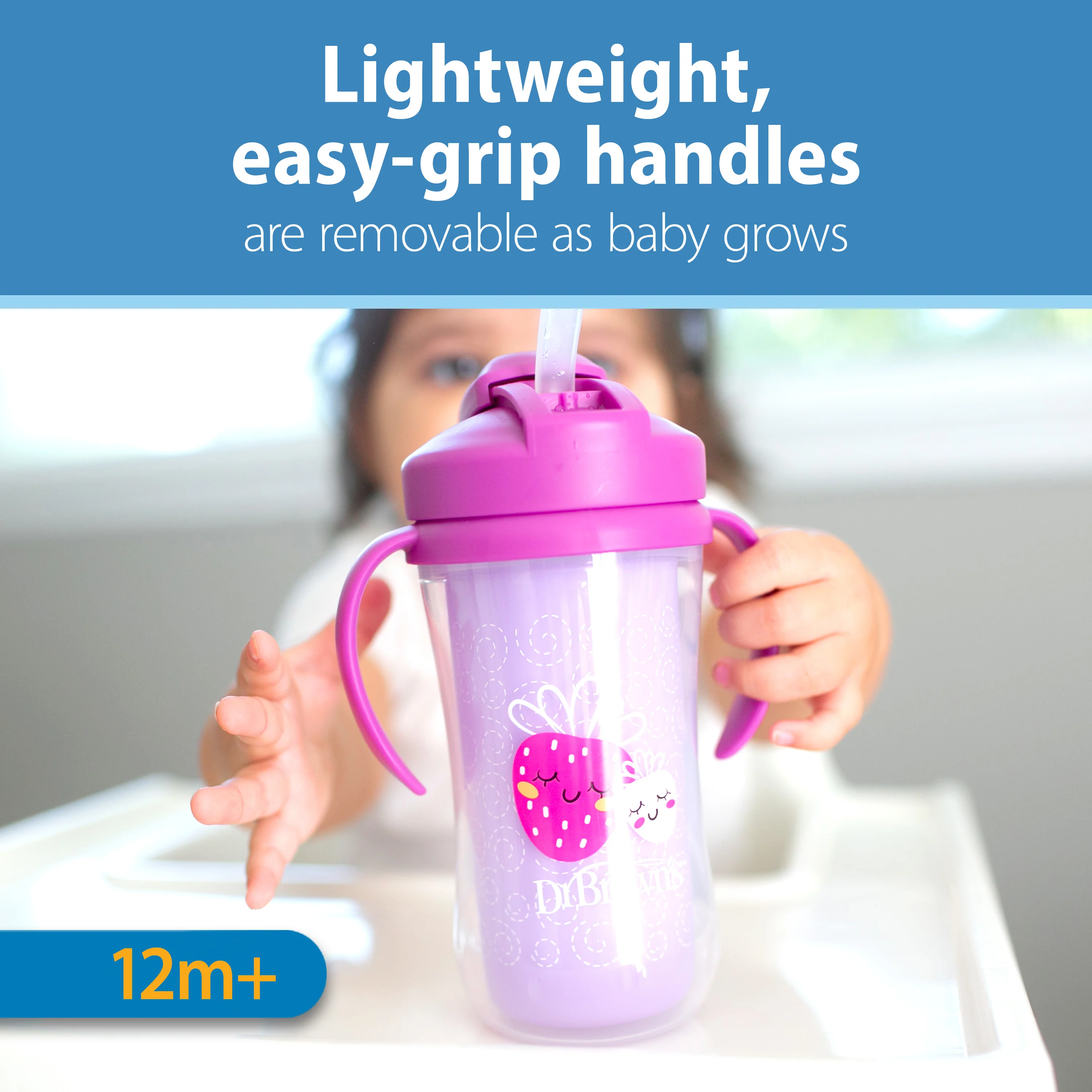 Insulated Straw Cup with Handles, Pink Strawberries (1-Pack) - Image 6