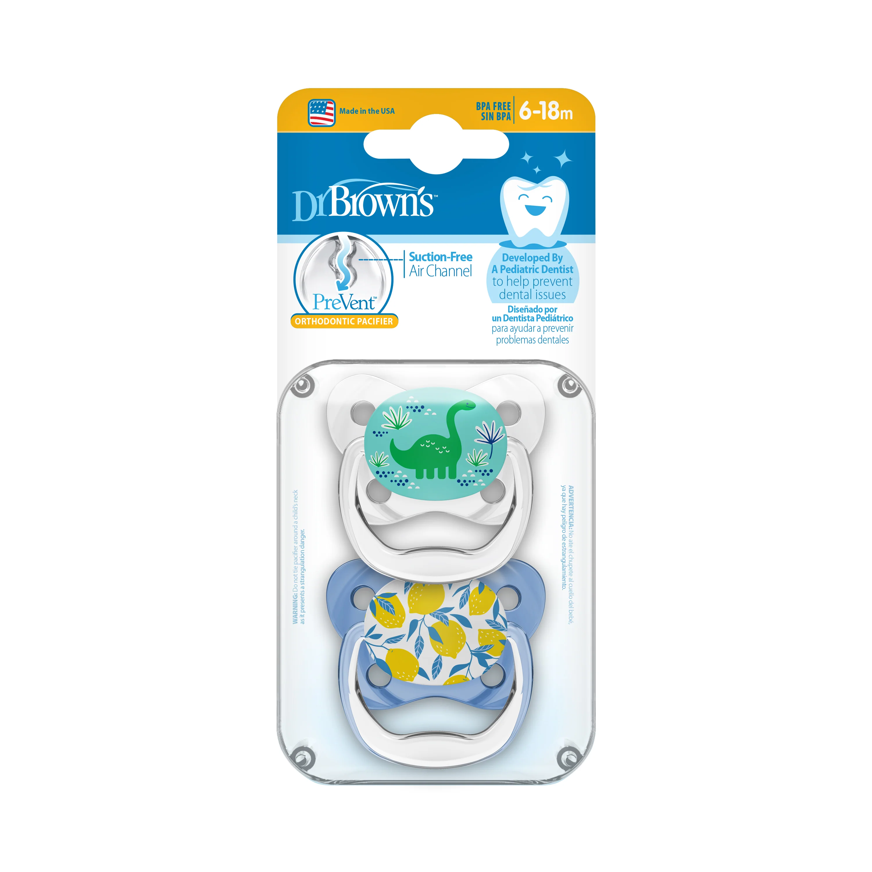 PreVent Butterfly Soothers Blue Dinosaur / Lemon 6-18 Months - Image 3
