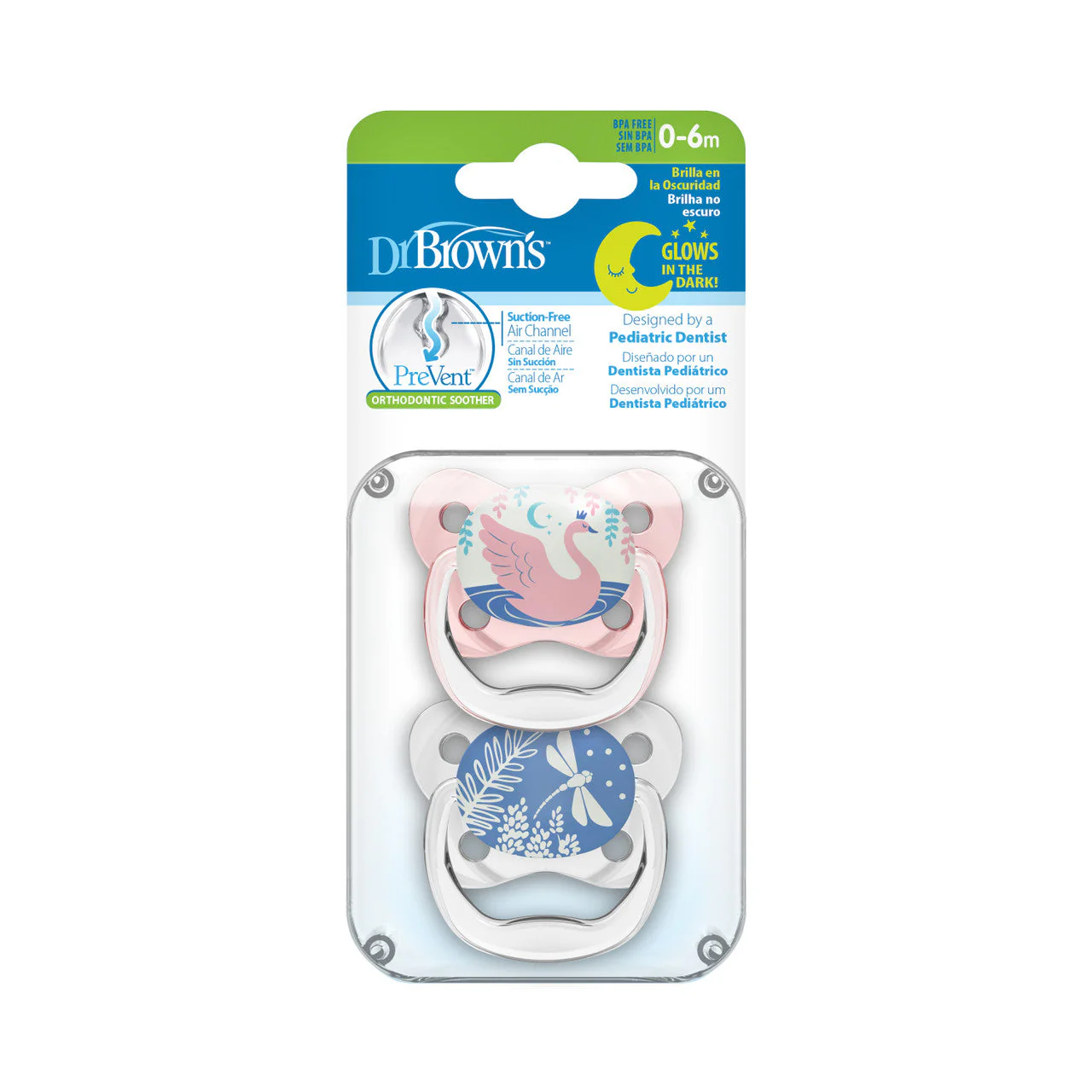 PreVent Glow In The Dark Butterfly Soothers Pink Swan / Dragonfly 0-6 Months - Image 3