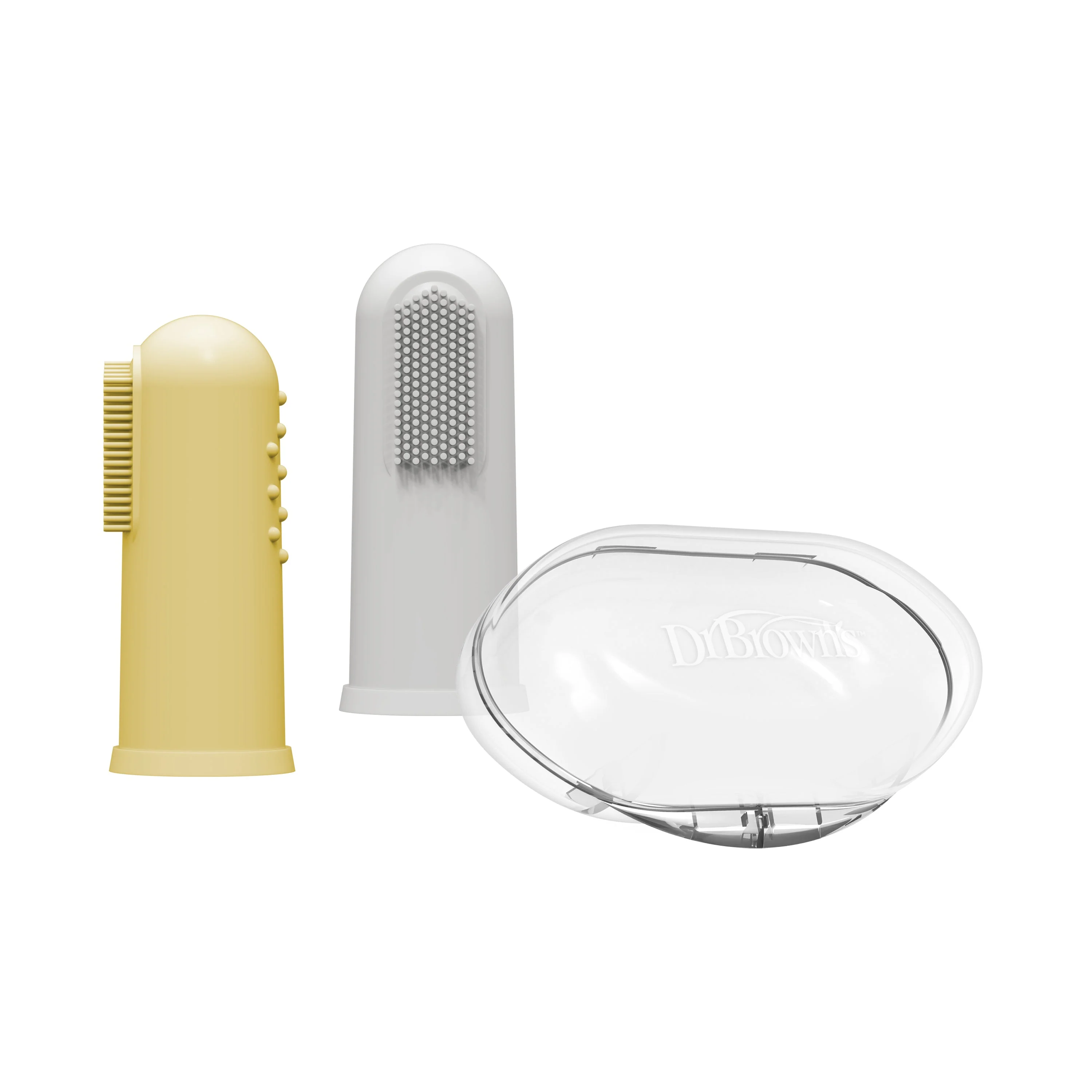 Silicone Finger Toothbrush Grey and Yellow (Twin Pack) - Image 3